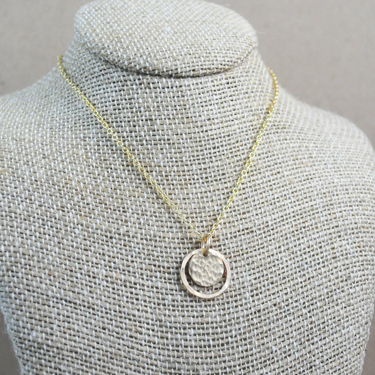 Hammered Halo Pendant - gold-filled