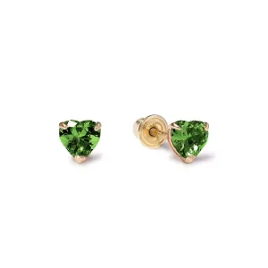 Heart Crystal Gemstone Studs Emerald