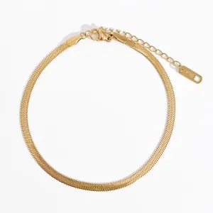 Herringbone Anklet in Gold