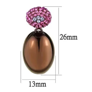 IP Coffee light Stainless Steel Earrings with Top Grade Crystal in Multi Color for Women Multi Color Stone Color Style TK2787