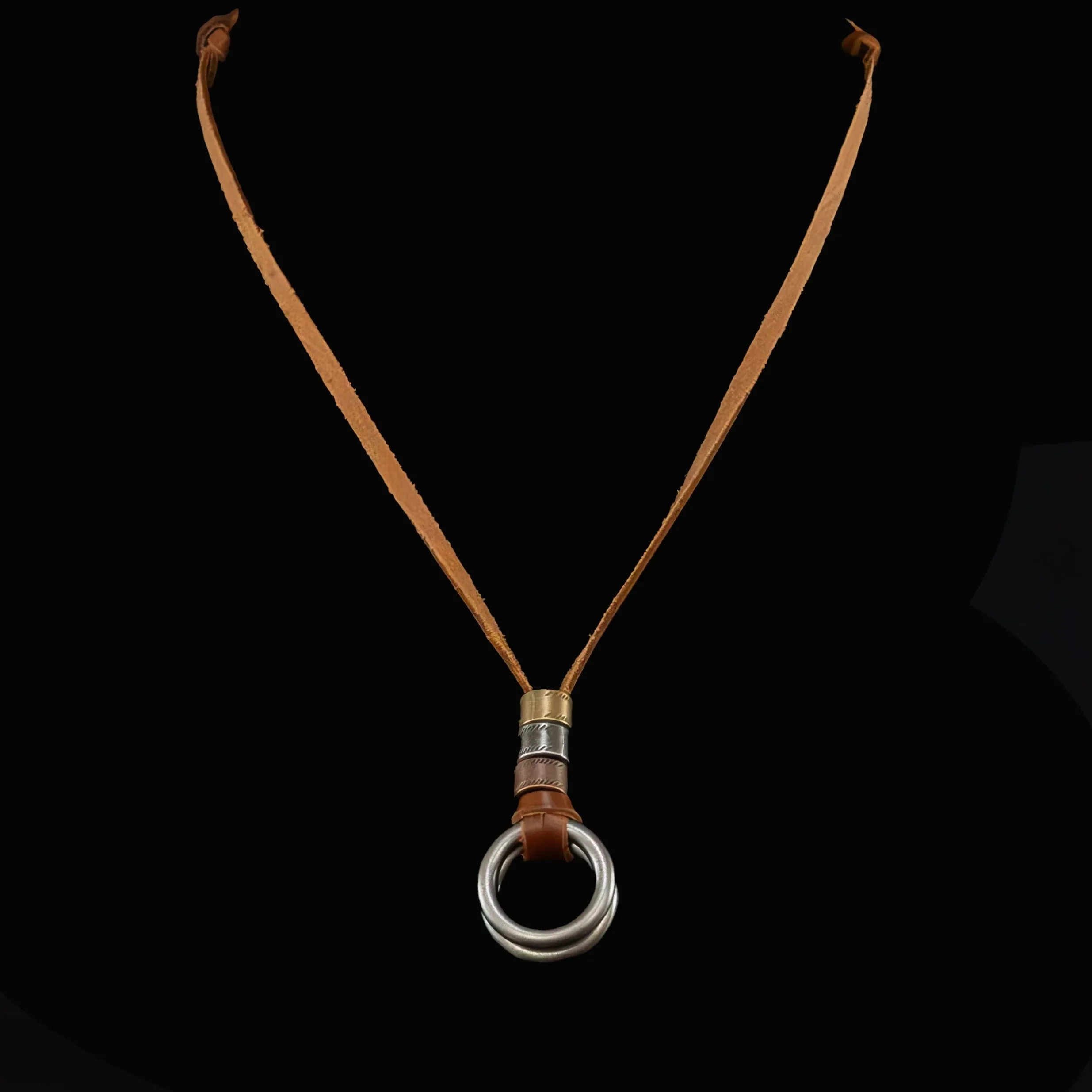 Javier Leather Necklace with Twin Rings