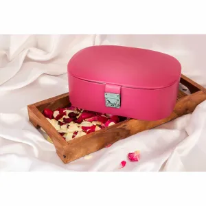 Jewellery Box III | Leather Jewellery Box | 100% Genuine Leather | Lifetime Service Warranty | Color: Pink & Red