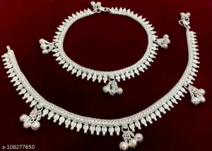 Kolhapuri Anklet Payal - Silver Plated Brass & Copper Chain Anklet