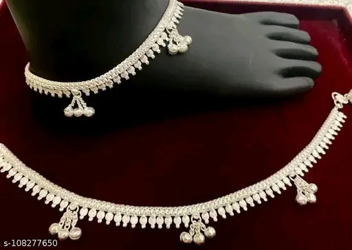 Kolhapuri Anklet Payal - Silver Plated Brass & Copper Chain Anklet