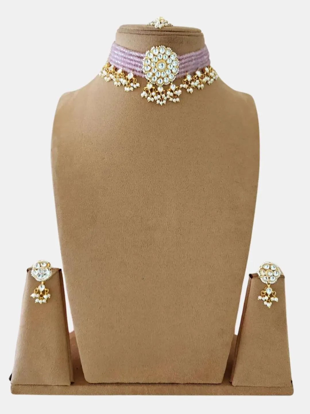 Kundan And Pearls Flowers Choker Necklace