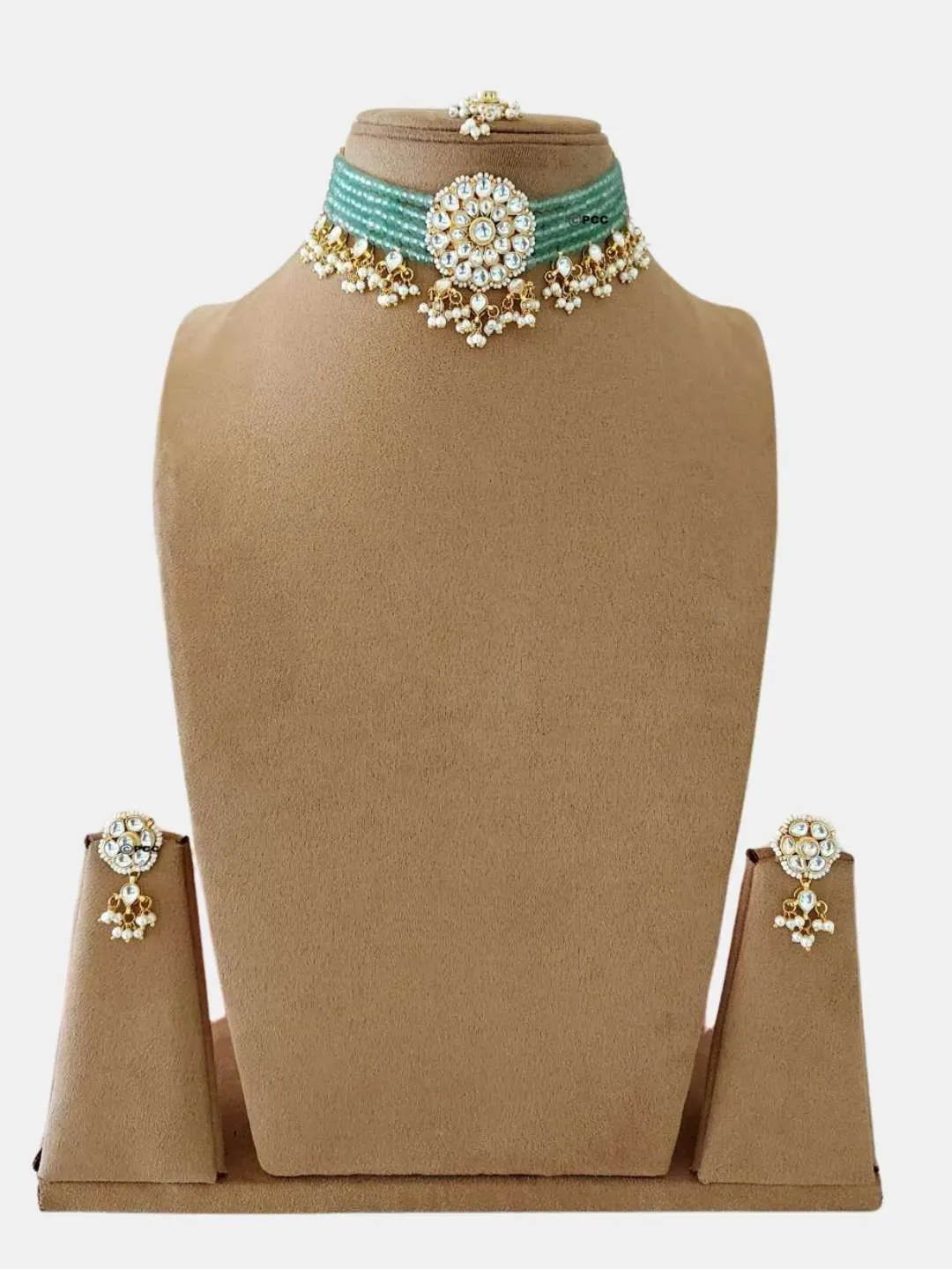 Kundan And Pearls Flowers Choker Necklace