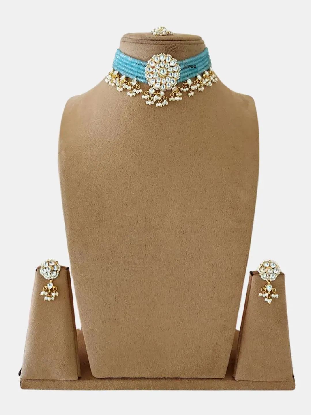 Kundan And Pearls Flowers Choker Necklace