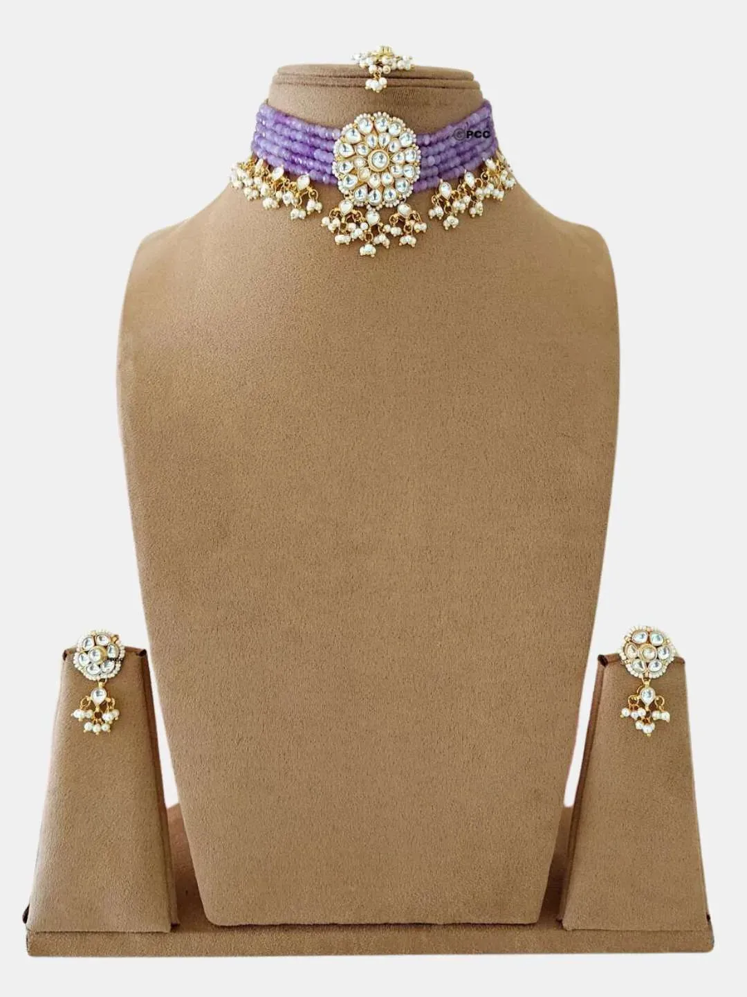 Kundan And Pearls Flowers Choker Necklace