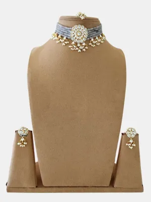 Kundan And Pearls Flowers Choker Necklace