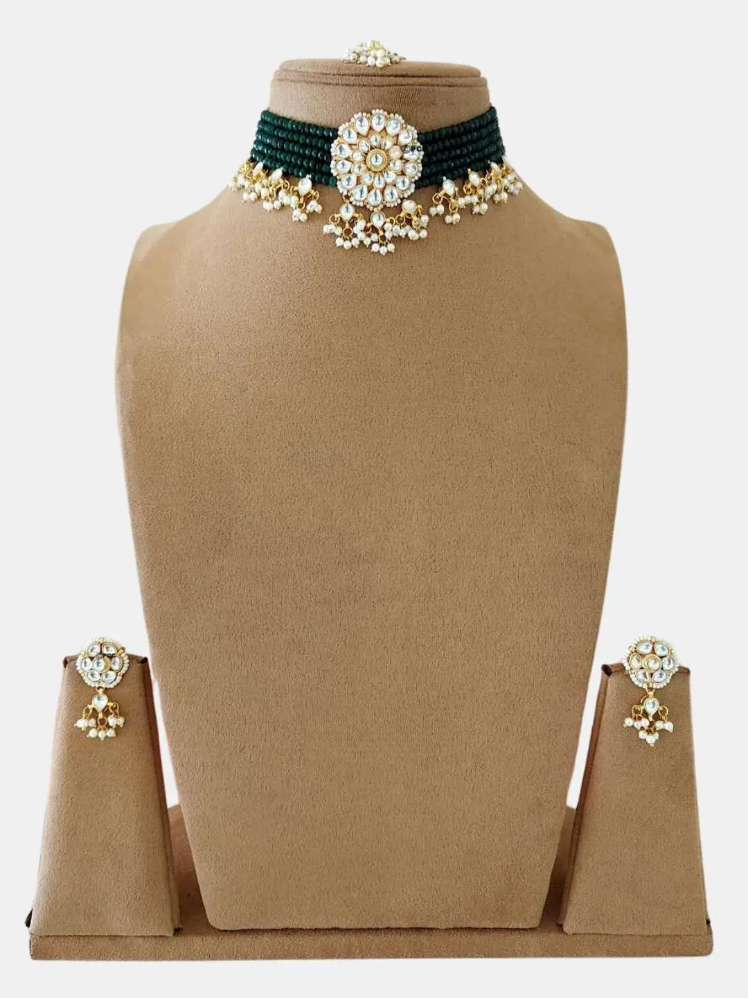 Kundan And Pearls Flowers Choker Necklace