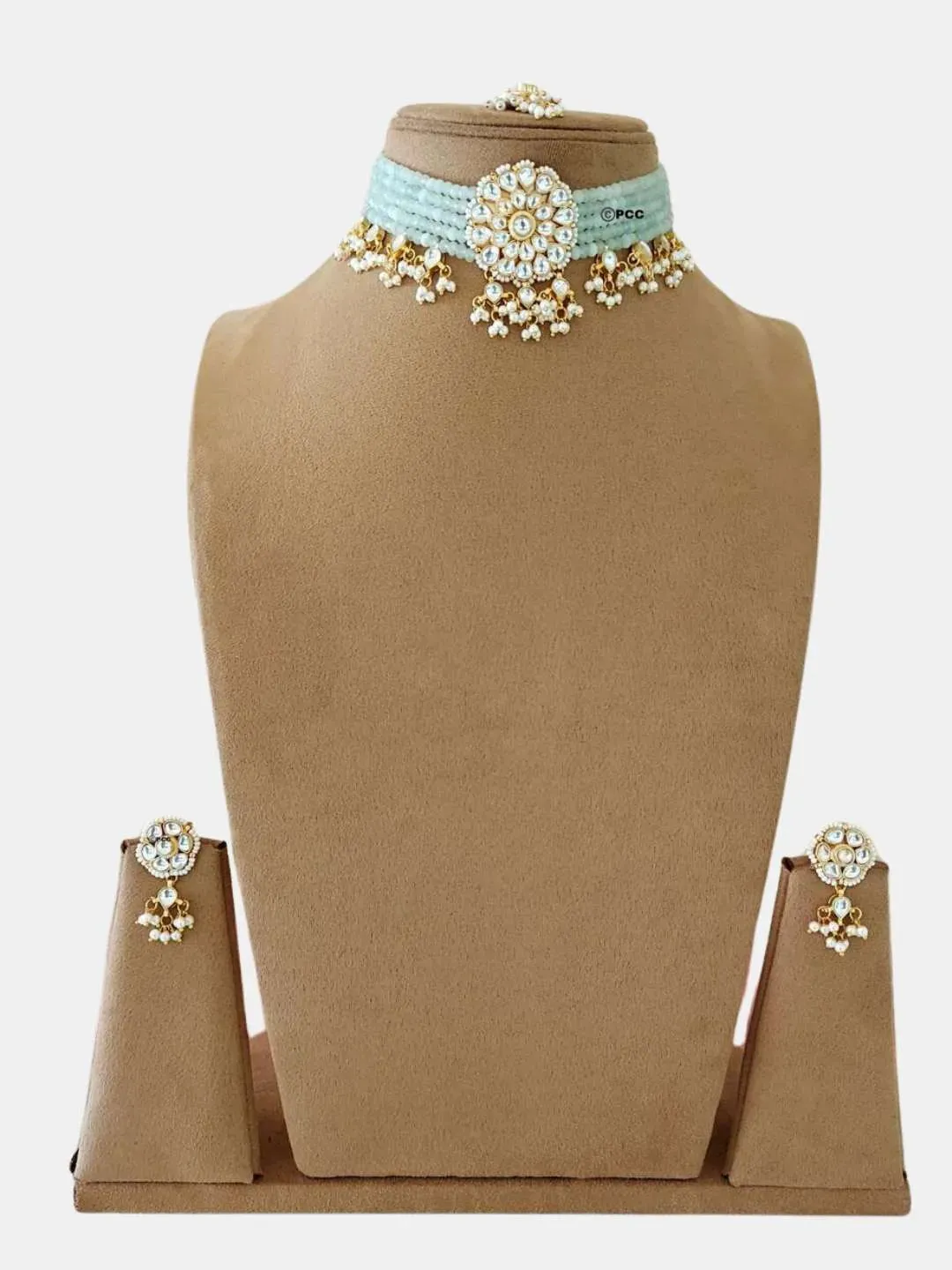 Kundan And Pearls Flowers Choker Necklace