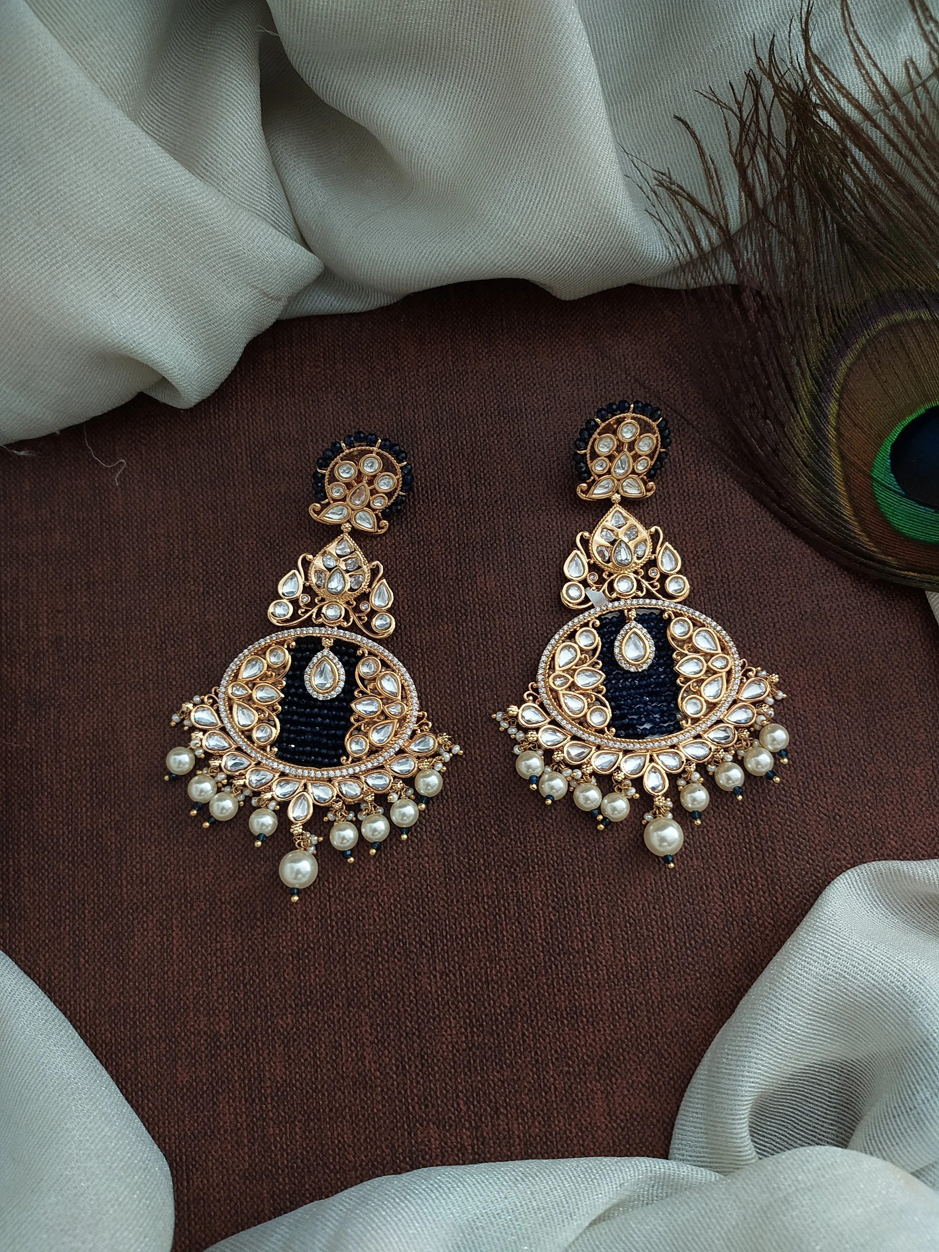 Kundan Long Dangling Earrings