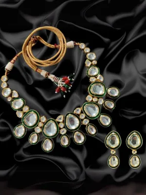 Kundan Symphony Emerald Meenakari Jewellery Set