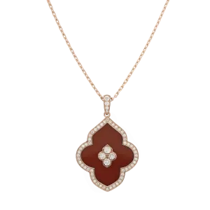 LUCE COLOUR - PENDANT SEMI PAVE  ROSE GOLD CORNELIAN & 4 DIAMONDS L