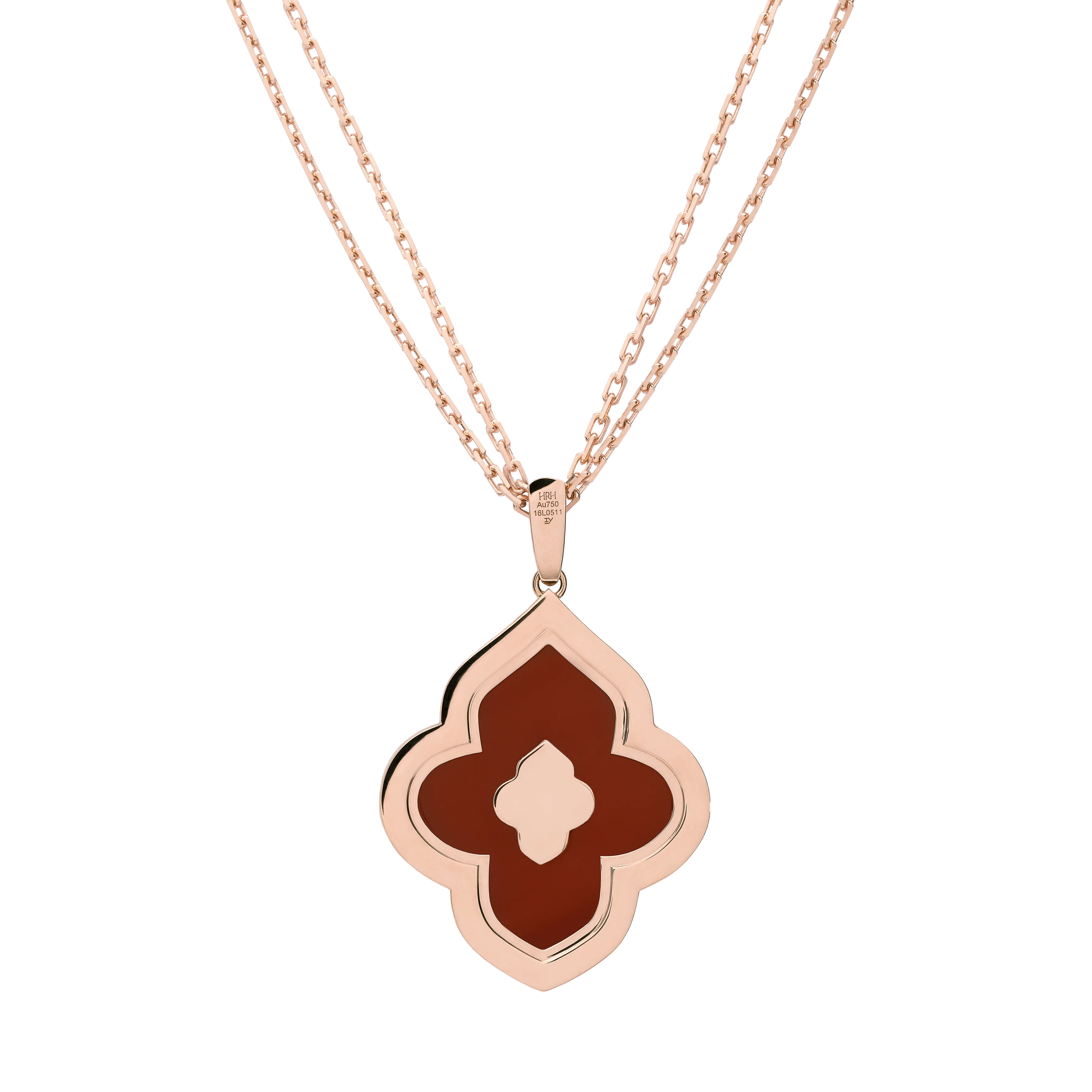 LUCE COLOUR - PENDANT SEMI PAVE  ROSE GOLD CORNELIAN & 4 DIAMONDS L