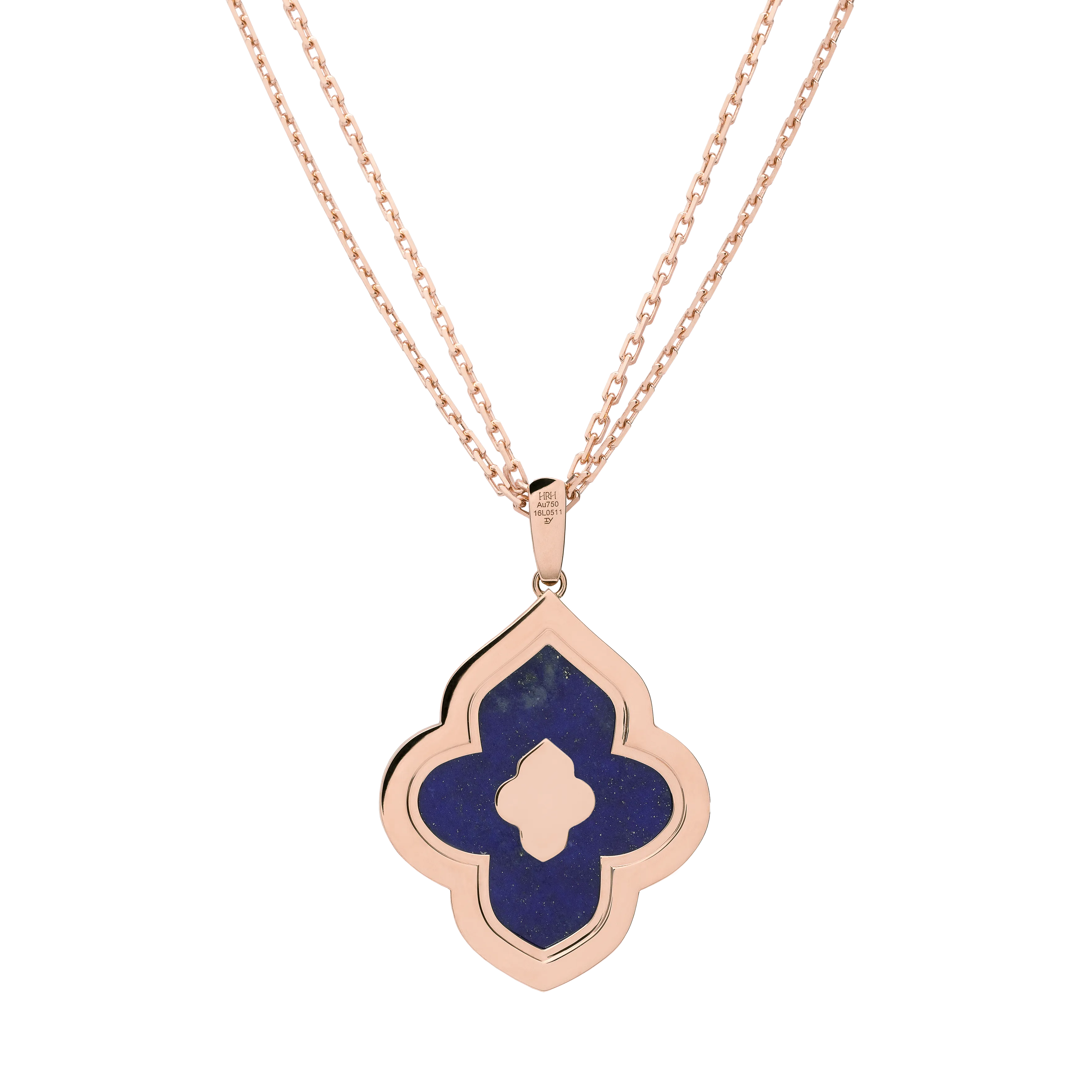 LUCE COLOUR - PENDANT SEMI PAVE ROSE GOLD LAPIS LAZULI & 4 DIAMONDS L