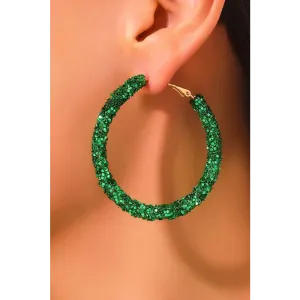 Luxury Dark Green Sequin Loop Earrings for Exclusive St. Patrick's Day Elegance