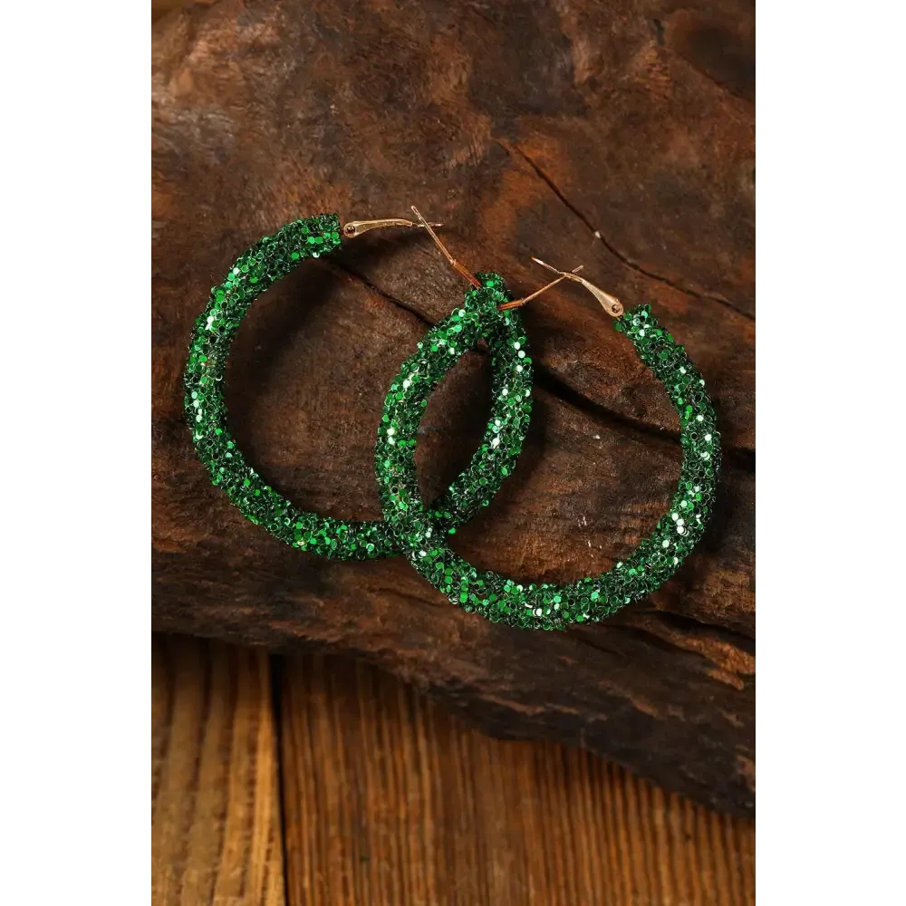 Luxury Dark Green Sequin Loop Earrings for Exclusive St. Patrick's Day Elegance