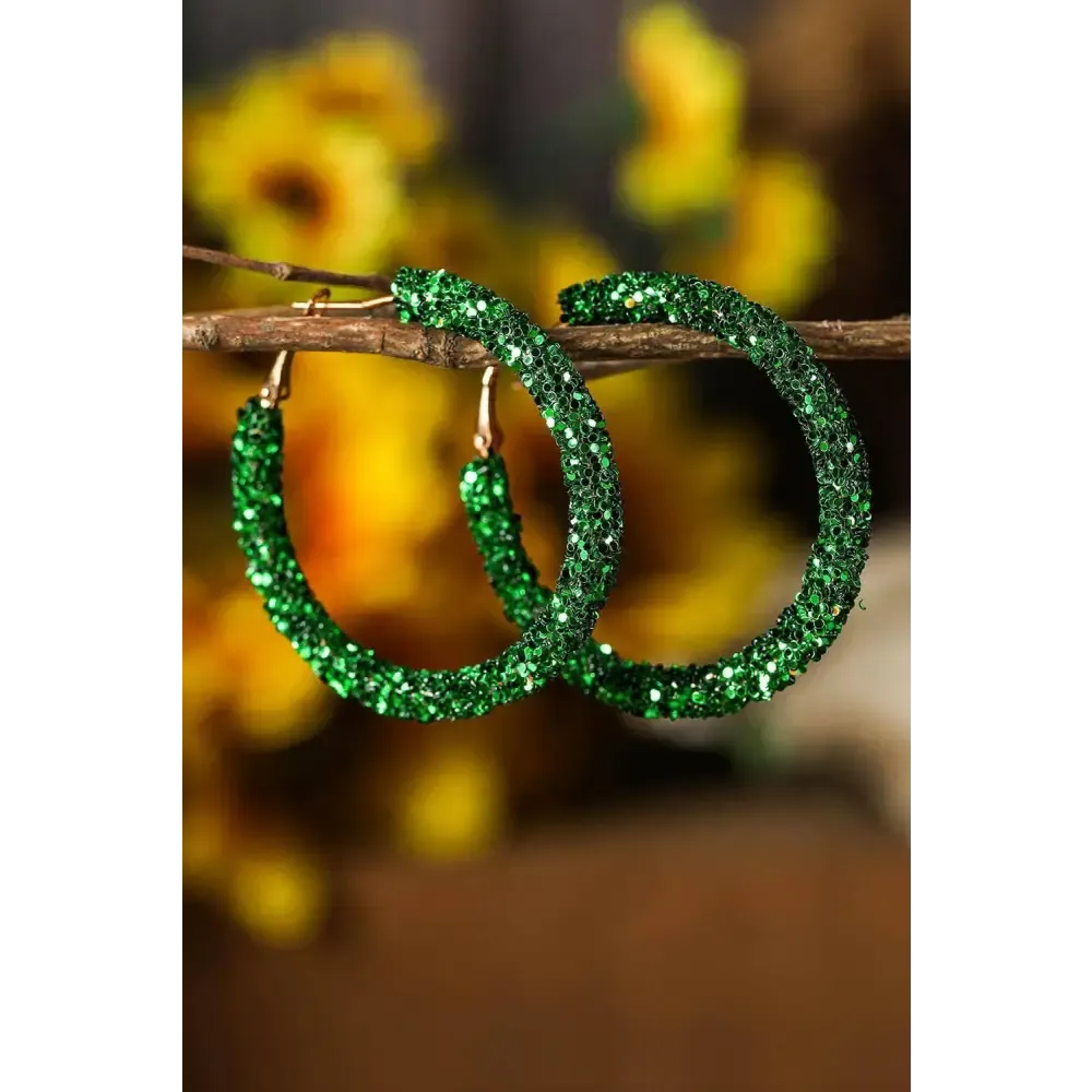 Luxury Dark Green Sequin Loop Earrings for Exclusive St. Patrick's Day Elegance