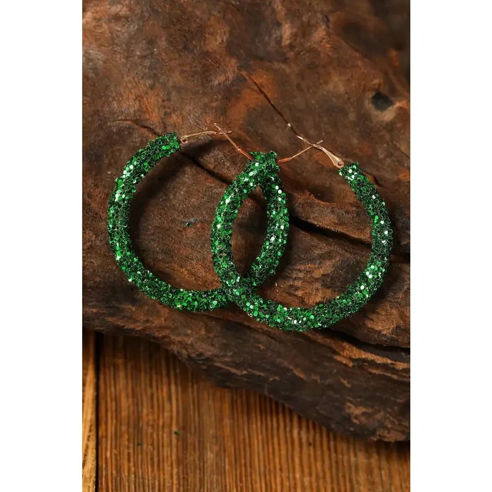 Luxury Dark Green Sequin Loop Earrings for Exclusive St. Patrick's Day Elegance