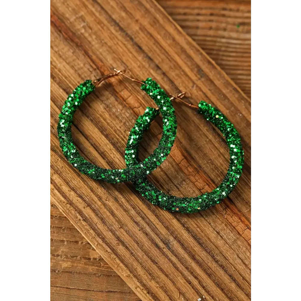 Luxury Dark Green Sequin Loop Earrings for Exclusive St. Patrick's Day Elegance