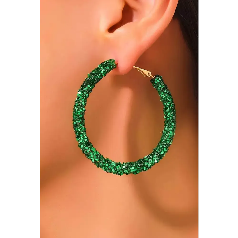 Luxury Dark Green Sequin Loop Earrings for Exclusive St. Patrick's Day Elegance