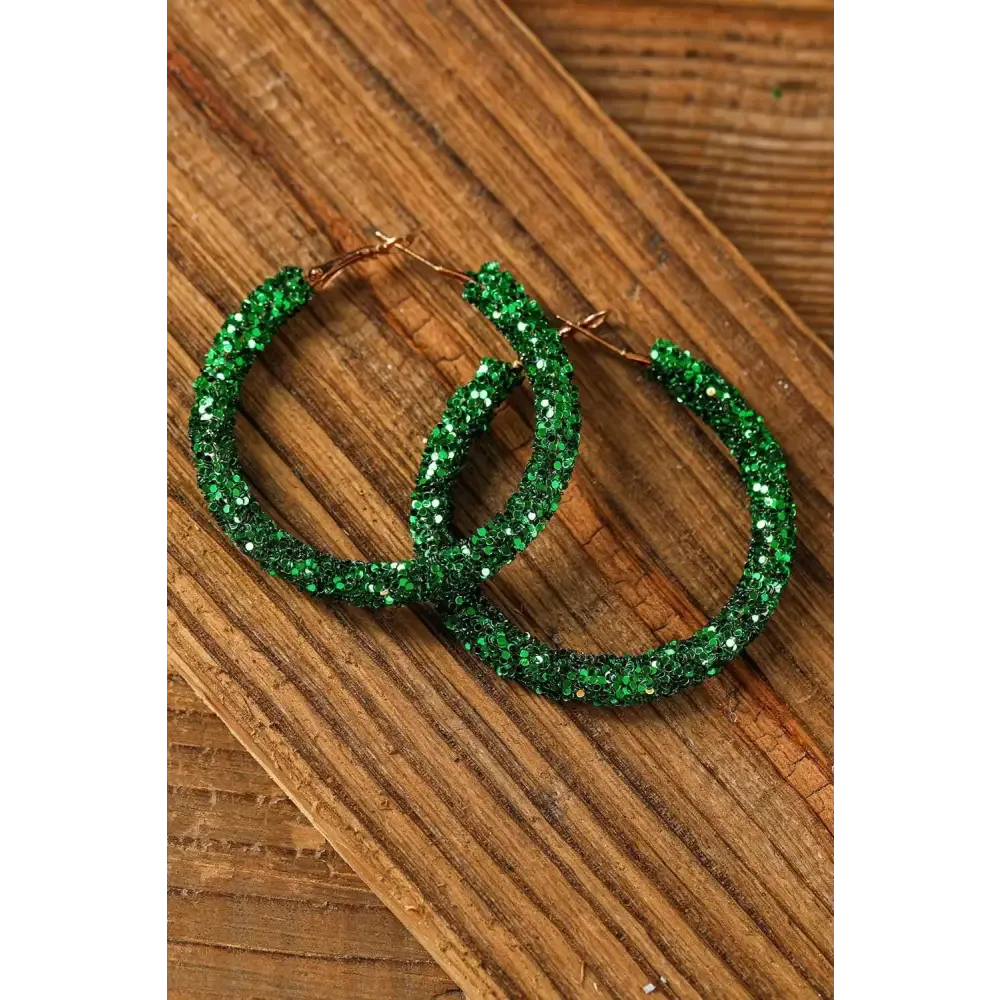 Luxury Dark Green Sequin Loop Earrings for Exclusive St. Patrick's Day Elegance