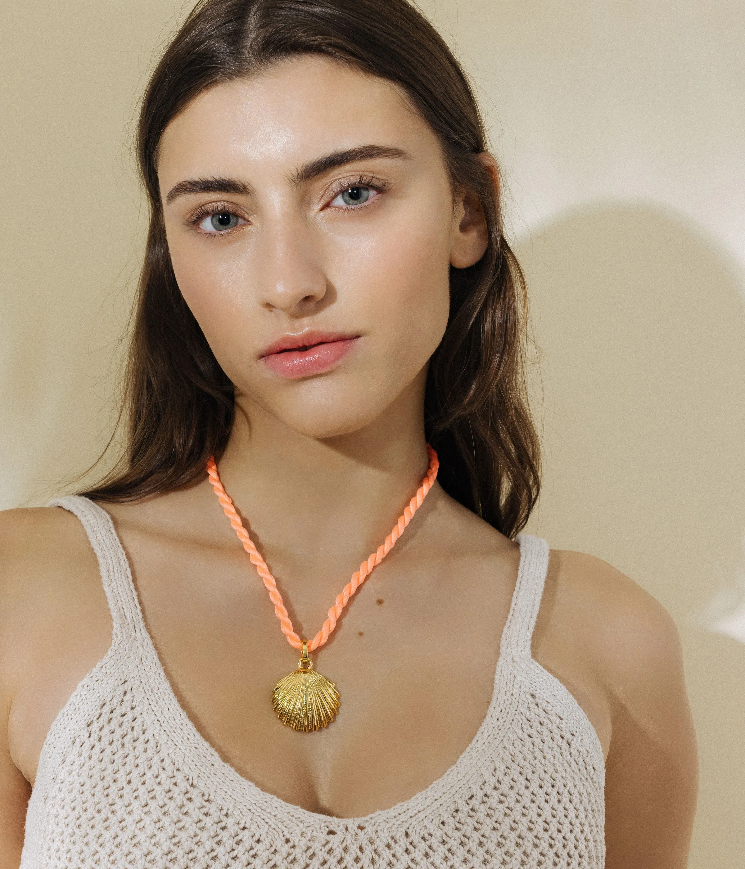 Marina Silk Cord Necklace in Coral