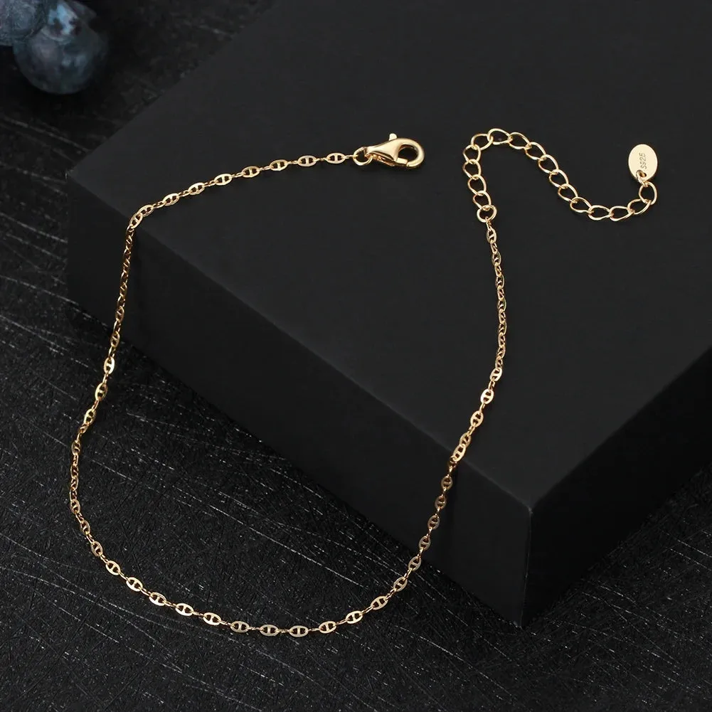 Mariner Chain Anklets, 2mm (14k Gold Plated | 925 Sterling Silver )