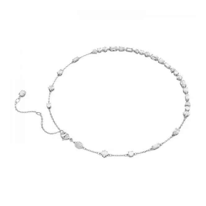 Mesmera Mixed Cuts Scattered Design White Rhodium Plated Necklace 5676989