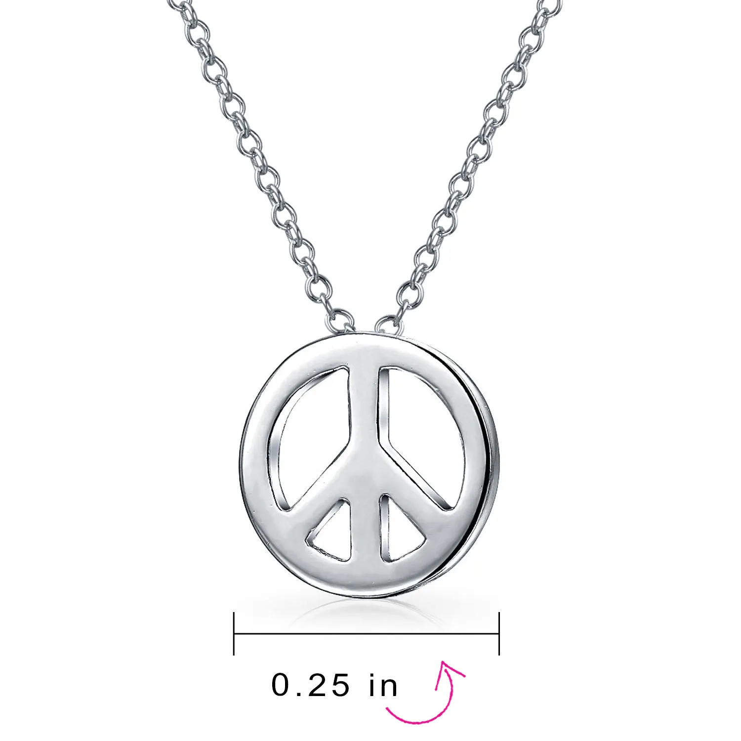 Minimalist World Peace Sign Pendant Necklace in Gold Plated Sterling Silver