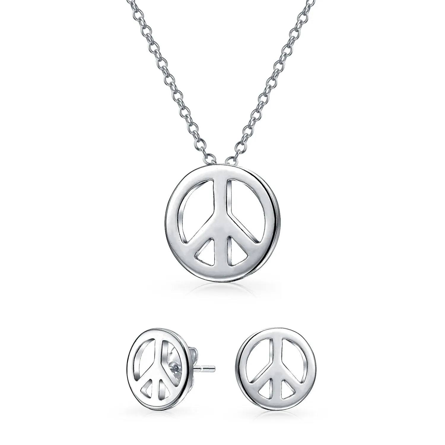 Minimalist World Peace Sign Pendant Necklace in Gold Plated Sterling Silver