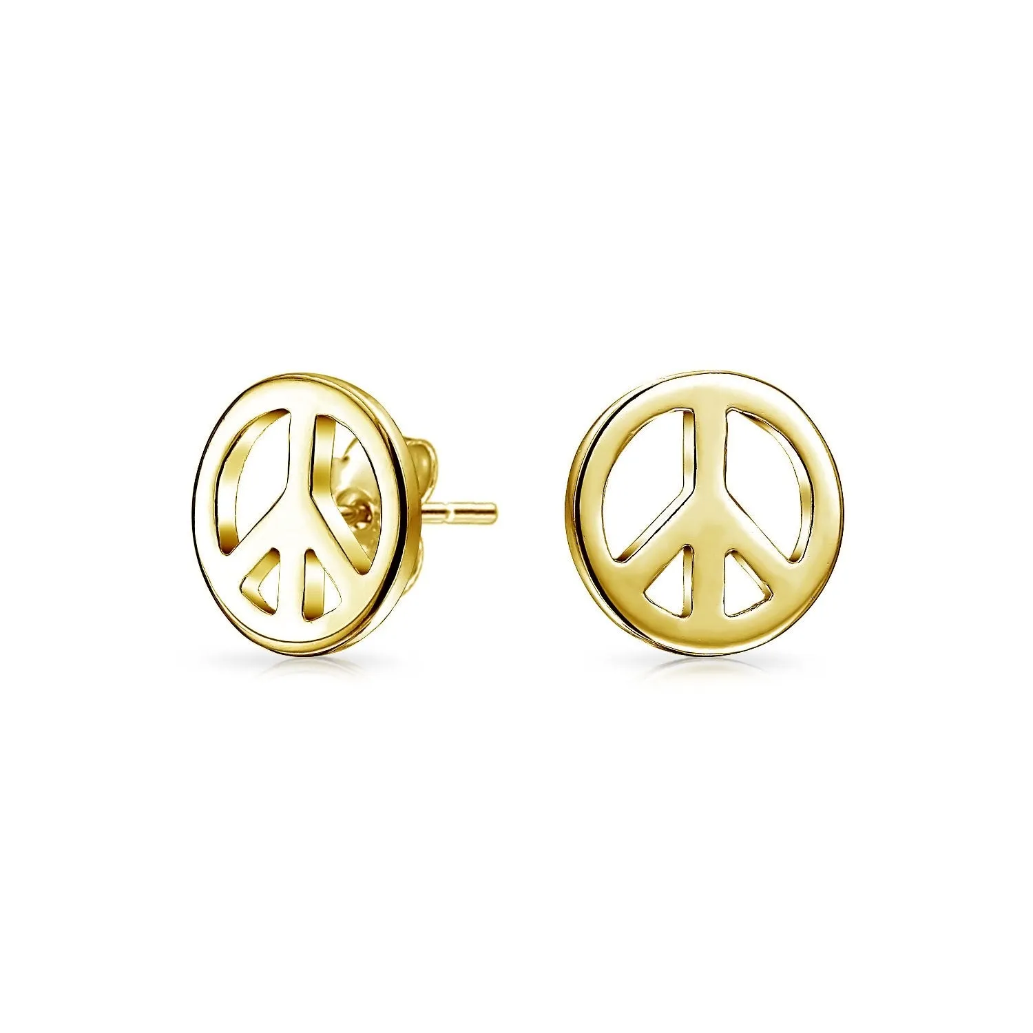 Minimalist World Peace Sign Pendant Necklace in Gold Plated Sterling Silver