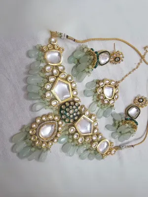 Mint Green Kundan Necklace Set