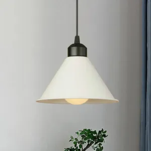 Modern Adjustable Cone Pendant Lamp - Stylish Black/White Metal Ceiling Hanging Light with 1 Light and Adjustable Cord