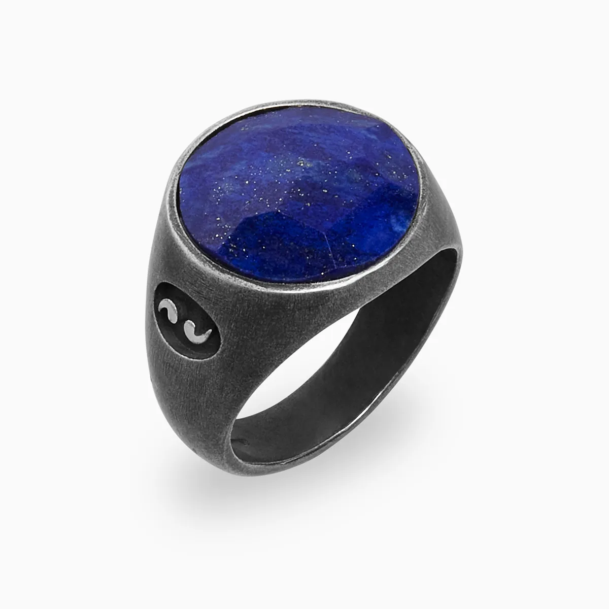 MONETA Oxidized Silver & Lapis Signet Ring