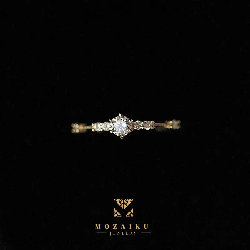 Mozaiku 7 Rocks 14k Gold Fine Band Ring