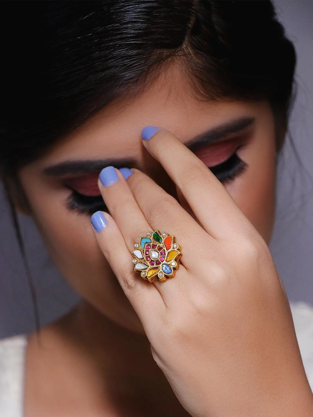 Multi Color Lotus Ring