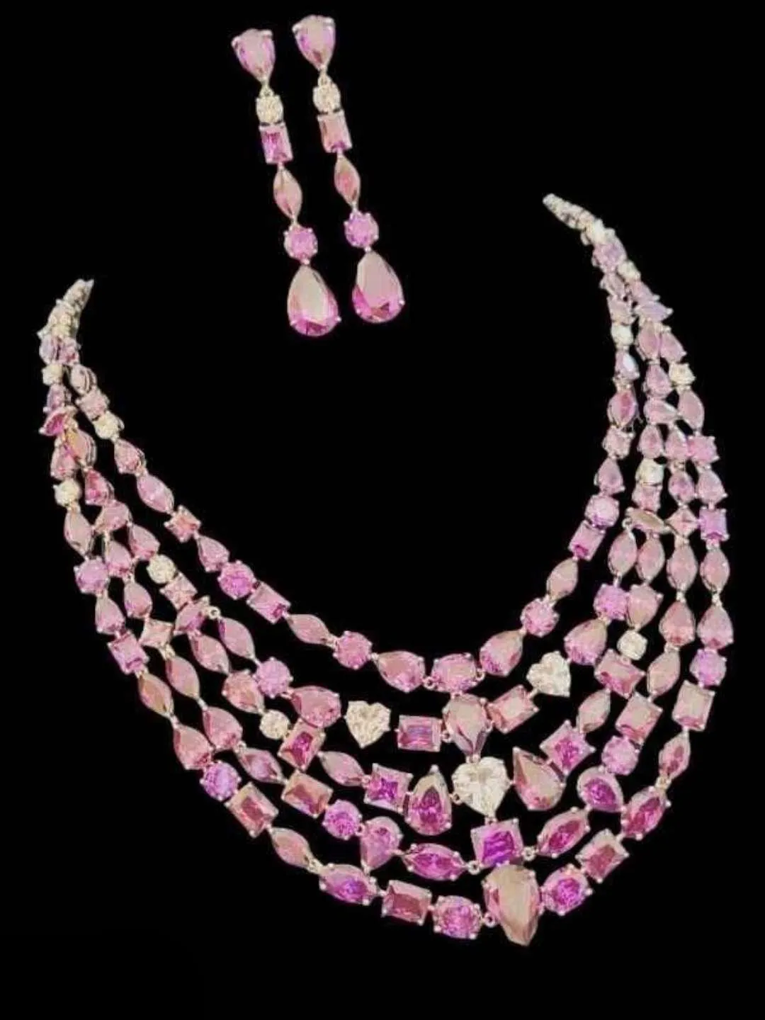 Multilayered Zirconia Necklace Set