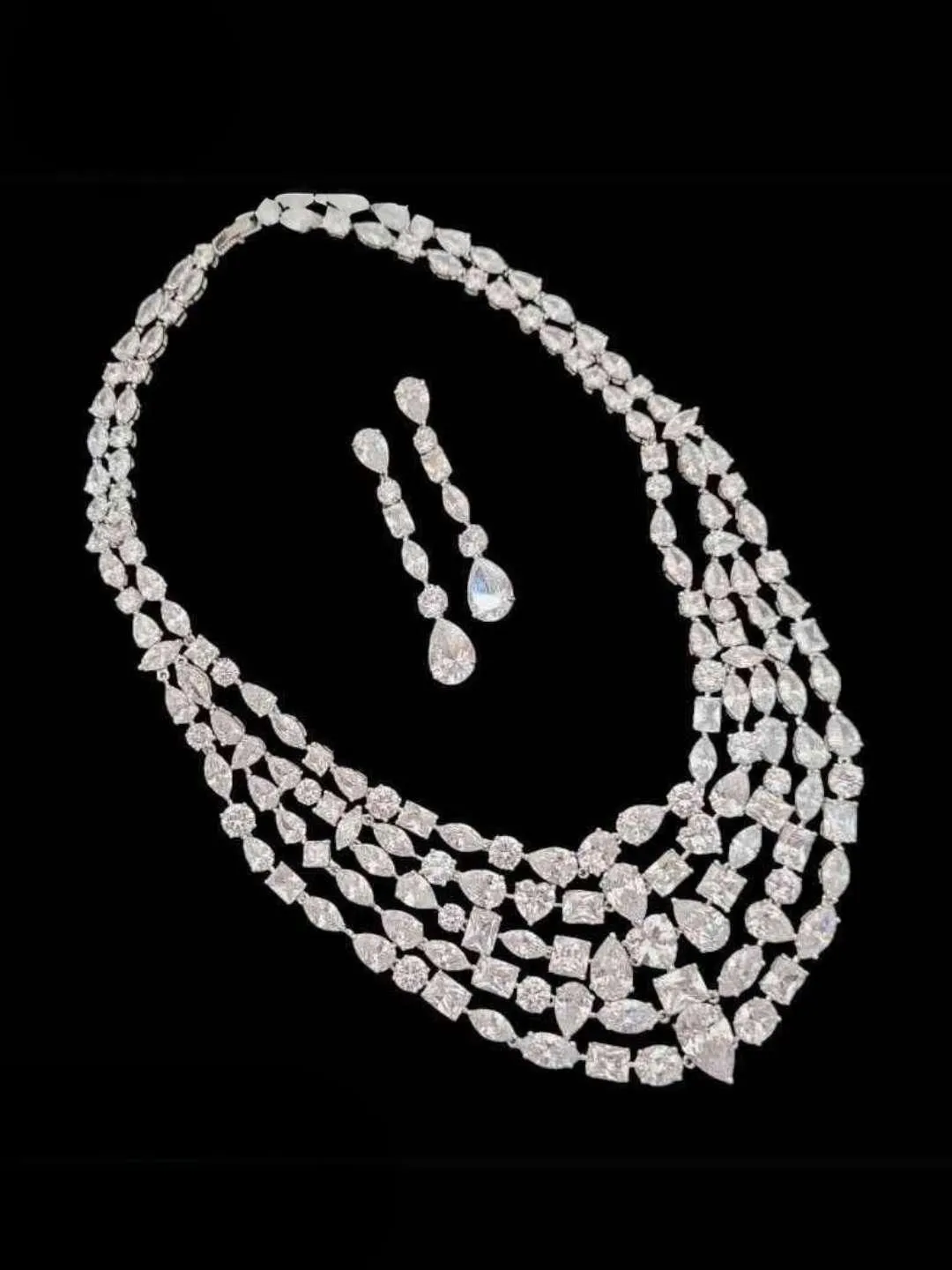 Multilayered Zirconia Necklace Set