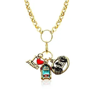 Music Lover Charm Necklace in Gold