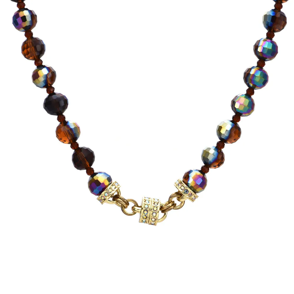 Mystic Crystal Beaded Magnetic Interchangeable Necklace (Goldtone/Cocoa Iridis)