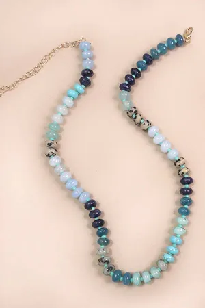 Natural Agate Glass Semi Precious Bead Necklace