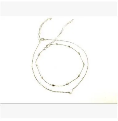 New Silver Gold Color Jewelry Love Heart Necklaces &amp; Pendants Double Chain Choker Necklace Collar Women Statement Jewelry Bijoux