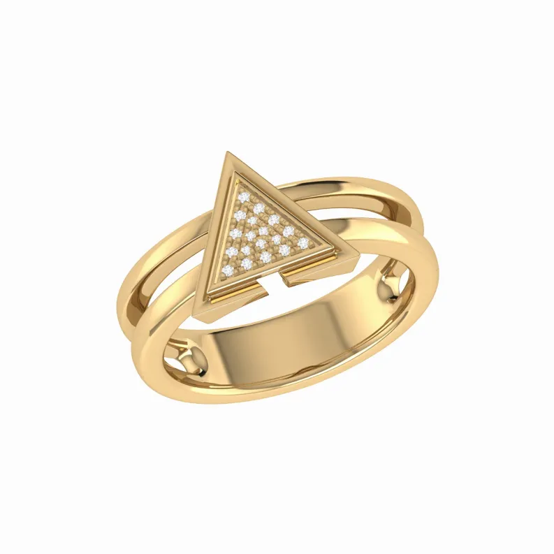 On Point Triangle Diamond Ring in 14K Yellow Gold Vermeil on Sterling Silver