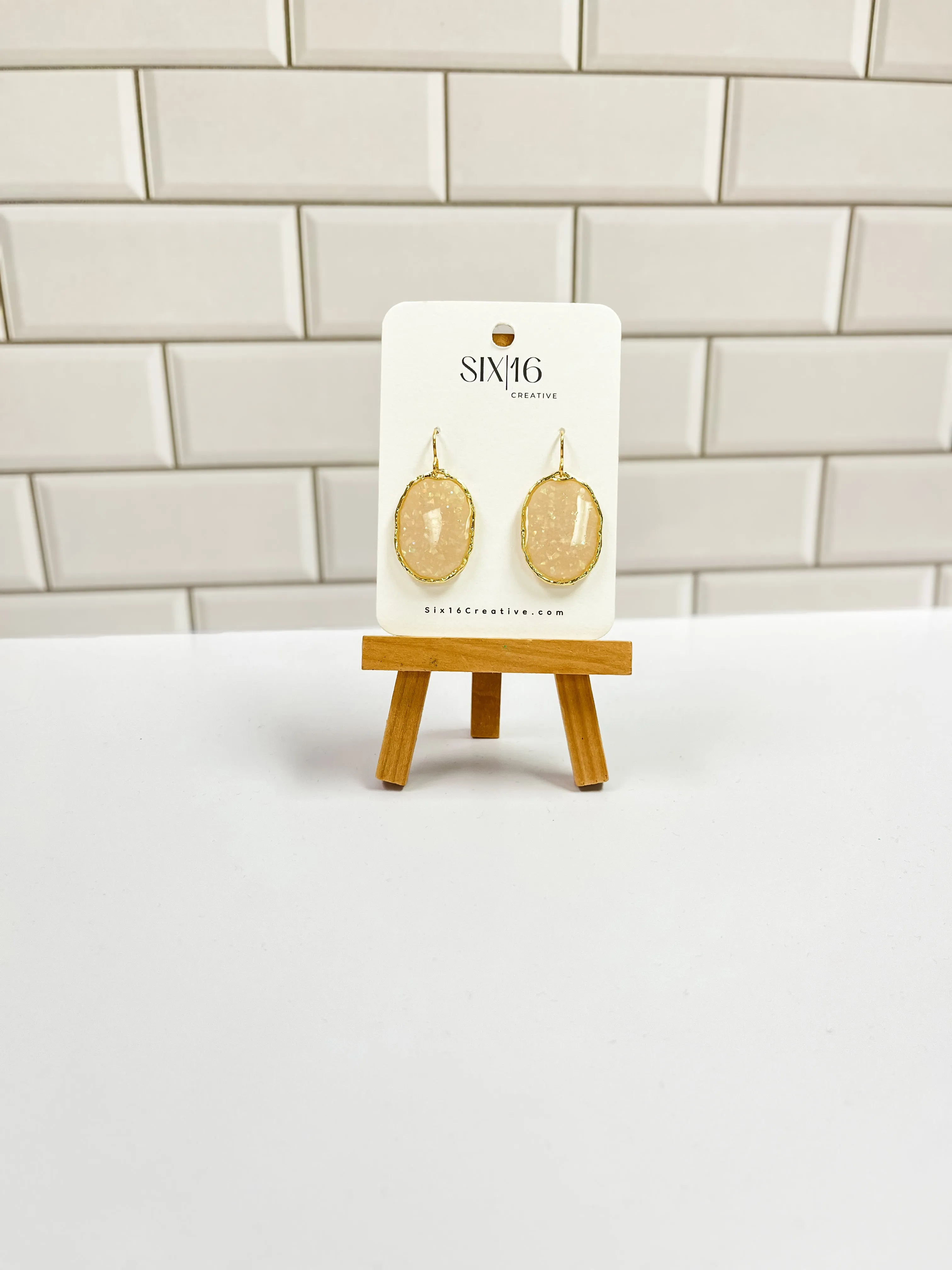 Opal Oval Clay Earrings