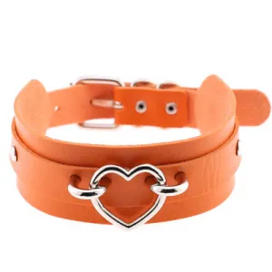 Orange and Silver Heart Choker