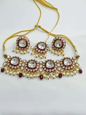 Pachi Kundan Meenakari Choker Necklace