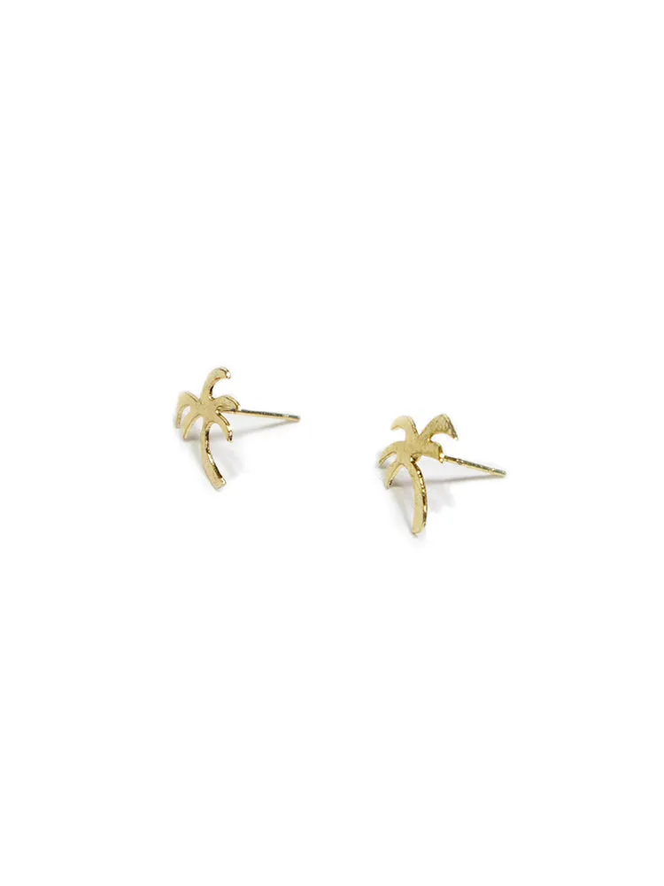 Palm Tree Stud Earrings - Gold