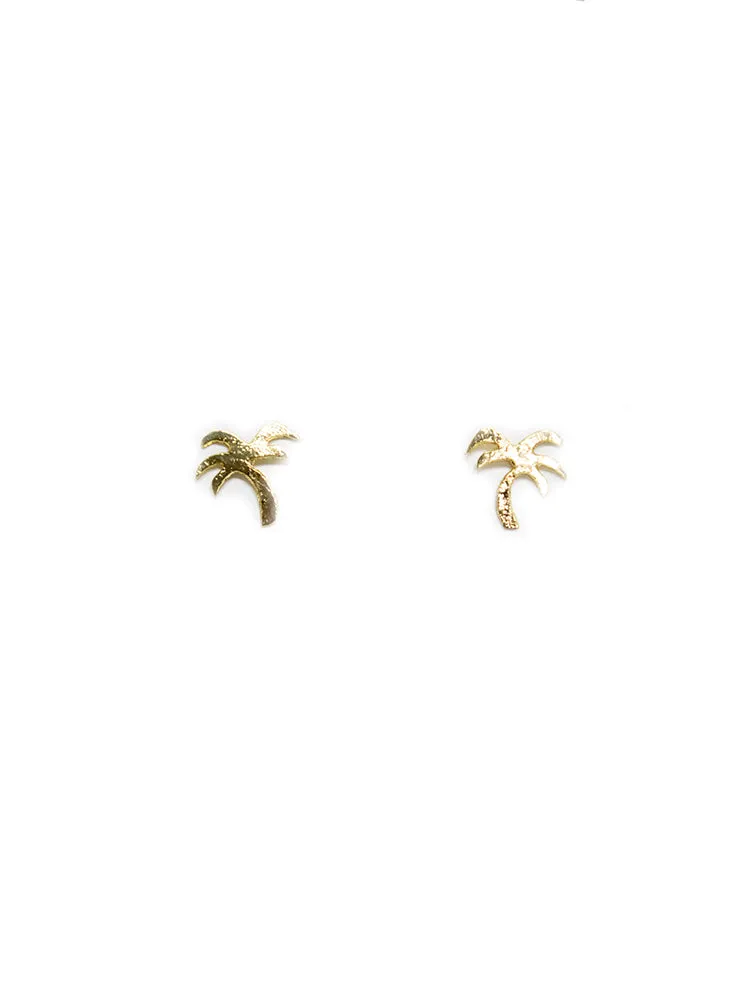 Palm Tree Stud Earrings - Gold